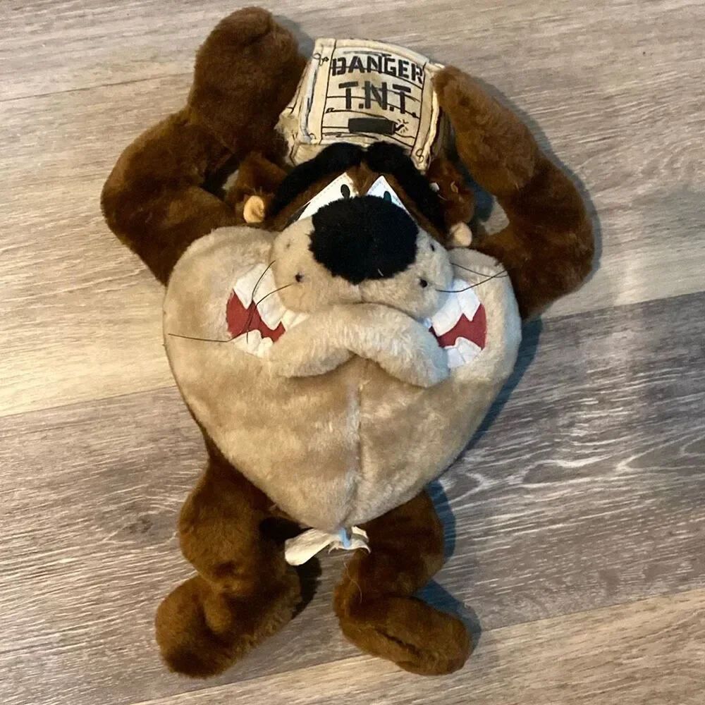 Looney Tunes Tazmanian Devil TAZ Danger TNT 12" tall Stuffed Plush Toy 2000